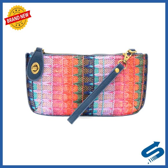 Straw Mini Crossbody Wristlet Clutch with Adjustable Strap & Card Pockets